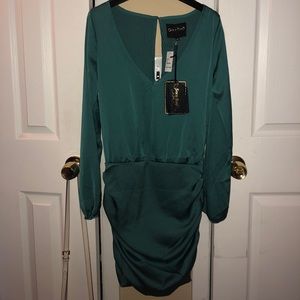 Emerald Ruffled Mini Dress
